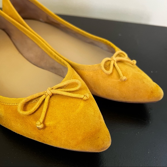 TALBOTS "Mira" Yellow Suede Pointy Toe Ballet Flats Shoes - Picture 6 of 10